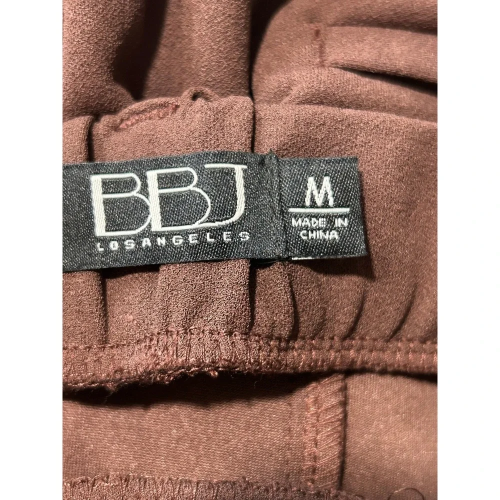 NEW BBJ Los Angeles Womens Mid Rise Trouser Pants Brown Tapered Medium Preppy